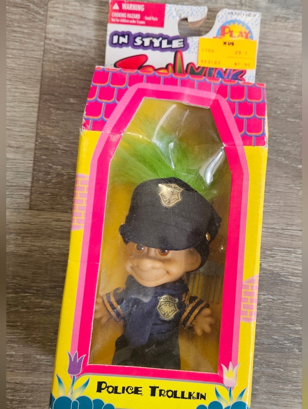 Vintage 90s Trollkins Troll Doll Police Officer 1998 Original Toys R Us Box